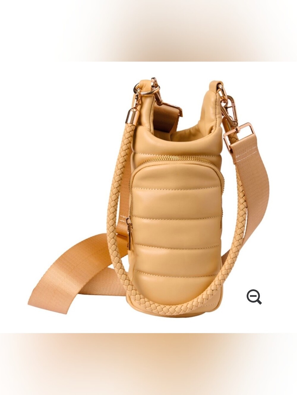 Quilted Crossbody Bottle Bag - Beige